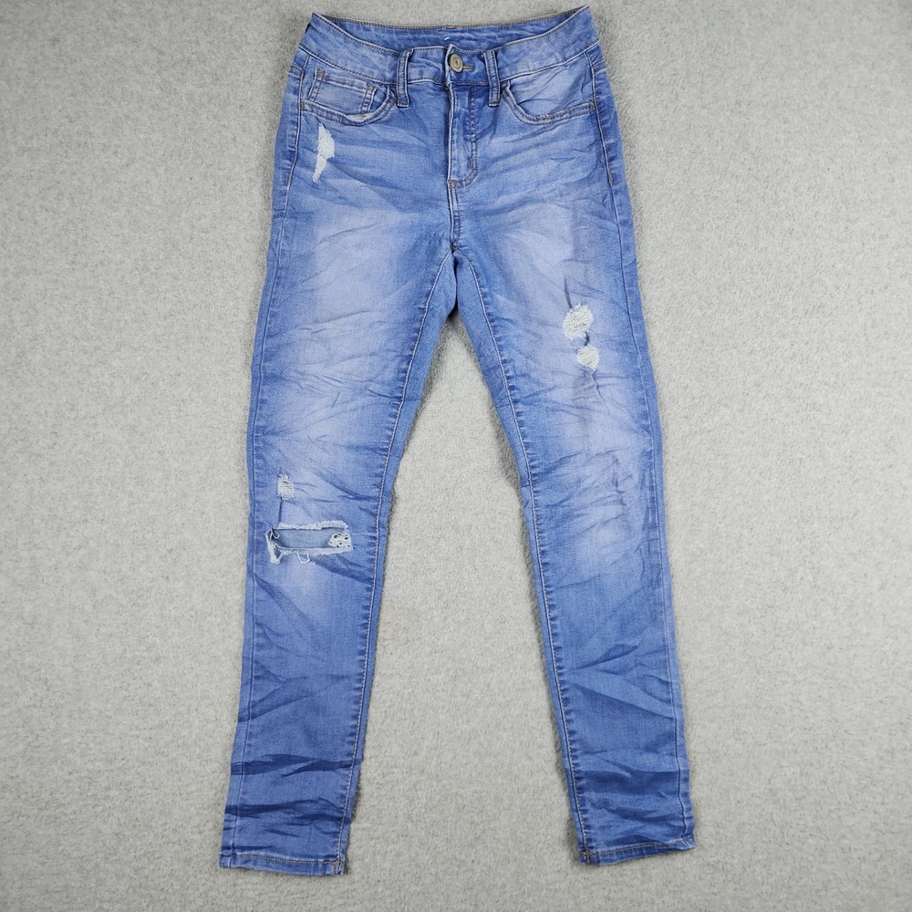 Authentic American Heritage Jeans Womens 0 Blue Denim Mid Rise Distressed Skinny